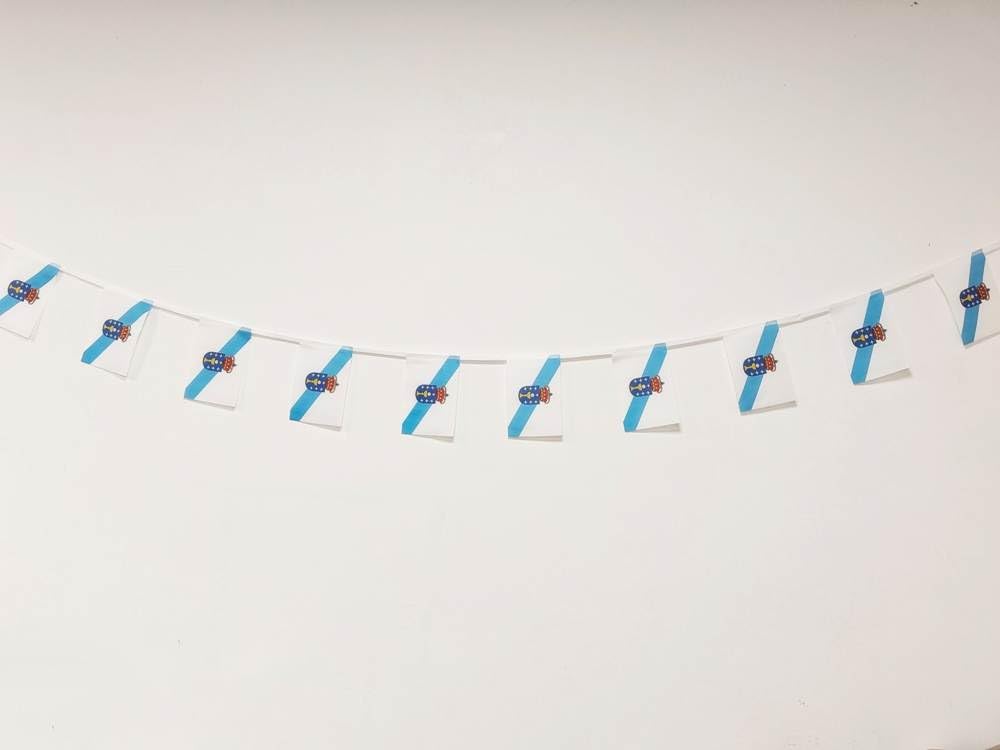 Galicia Flag 40pcs Galicia Flag Garland 11.4M Galicia Bunting Galicia National Flag European Flags 14x21cm for Bars Decorations (Galicia)