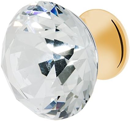 Wisdom Stone 4223GP-C Nina Knob Nina 1-3/8 In. Polished Gold with Clear Crystal Cabinet Knob, Polished Gold Finish/Clear Crystals