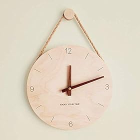 YHYHNE Wall Clock - Creative Simple Round Wood Scale Hanging Rope Clock, Silent/Accurate Time, 10 Inches Fashion Good… 41runRgZekL