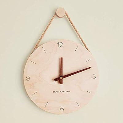 YHYHNE Wall Clock - Creative Simple Round Wood Scale Hanging Rope Clock, Silent/Accurate Time, 10 Inches Fashion Good… 41runRgZekL