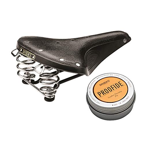 Brooks Saddles B67 Bicycle Saddle (Men039;s, Black/Black Steel) and Proofide Leather Dressing Bundle (2 Items)