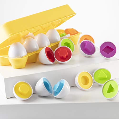 Easter Matching Eggs with Yellow Eggs Holder - STEM Toys Educational Toy for Kids and Toddlers to Learn Color & Number Recognition Easter Gift Easter Eggs