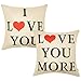 Anickal Set of 2 Valentines Pillow Covers 18x18 for Valentines Day Decorations I Love You Love You More Quote Decorative Throw Pillow Covers Cotton Linen Cusion Cover for Home Farmhouse Decor