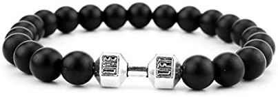Dumbbell Fitness Bracelet - Barbell Bracelet - Motivation - Body Building - Weight Lifting Gift (Silver)