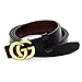 MoYoTo Womens Genuine Leather Thin Belts For Jeans 0.9″ Wide With Letter Buckle (Black(Length/105cm))