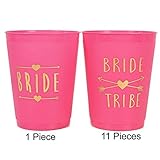 (12 Pack ) Bride and Bride Tribe Cups Pink - for Bachelorette, Bridal, & Hen Parties