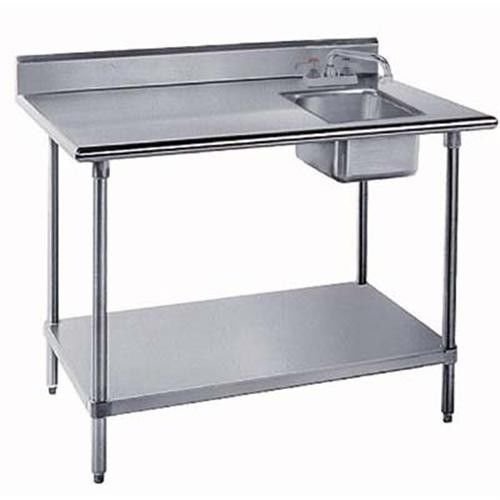 24x48 All Stainless Steel Work Table with Prep Sink on Right