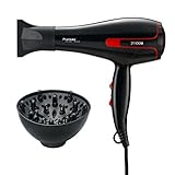 Hair Dryer Ptatoms Professional Ionic Blow Dryer AC 2100W with Blue Light 2 Speeds - 3 Heat Settings For Home Barbershop (Black)
