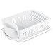 Sterilite Large 2 Piece Sink Set, with Drainboard for Drying, Holds Clean Dishes in the Kitchen such as Plates, Cups, and Silverware, White, 6-Pack