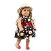 Livoty Clothes Dress Set with Hat for 18 Inch American Toy Girl Doll Flowers Printed Accessory Girl Toy (Black)