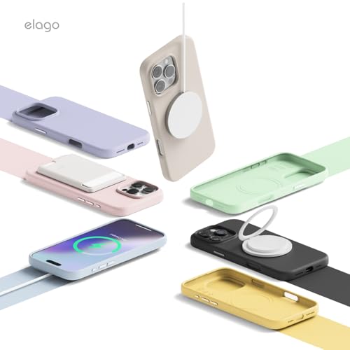 elago Magnetic Silicone Cover Compatible with iPhone 16 Pro Cover 6.3 inches Compatible with all MagSafe accessories - Built-in Magnets, Soft Grip Silicone, Shockproof (Black)