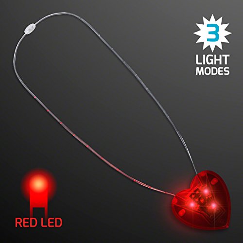 Red Flashing LED Light Up Heart Necklace