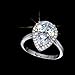 UMODE 18K White Gold Plated Teardrop Halo Pear Cut 4 Carat Cubic Zirconia CZ Engagement Wedding Ring for Women Size 5