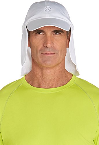 Coolibar UPF 50+ Men's Chlorine Resistant All Sport Hat - Sun Protective (One Size- White)