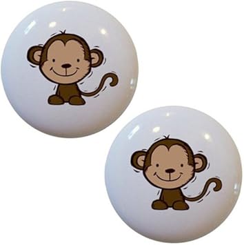 Set Of 2 Monkey Children S Ceramic Cabinet Drawer Knobs Cabinet