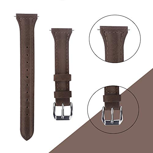 EZCO Leather Bands Compatible with Samsung Galaxy Watch Active/Active 2 / Galaxy Watch 42mm / Gear Sport, 20mm Slim Genuine Leather Watch Strap Replacement Wristband for Galaxy Watch 42mm R810