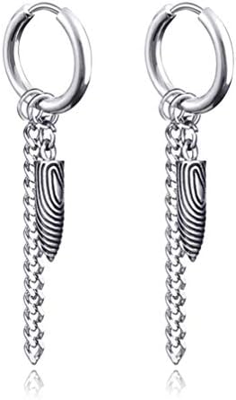 SL SWEETLOVEJEWELRY Punk Stud Earring Stainless Steel Hoops Huggie Dangle Earrings Hinged Unisex Piercing Jewelry