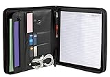RFID Blocking Zipper Portfolio Binder Padfolio Folder | Save Time Finding Everything & Protect Your Security & Documents w/Professional Business Meeting Folio, Interview & Travel Office Organizer