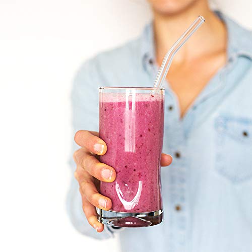 Glasstrohhalme Wiederverwendbar 16 Stück - 6 Gerade Glas Strohhalme und 6 Gebogene Strohhalme Glas 21,5 cm mit 4 Reinigungsbürsten, Geeignet für Bubble Tea, Slush, Cocktail, Säfte – Bild 7
