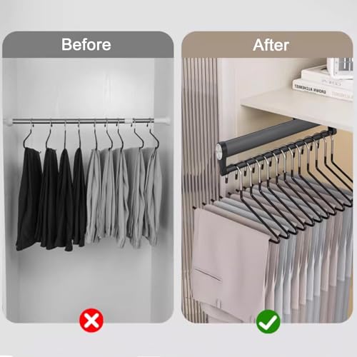 Extendable Clothes Hanging Rail for Entryway Closet, Sturdy Aluminum Adjustable Rail Space Saving Storage (Grey, 292mm)