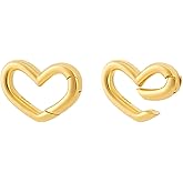 PH PandaHall 2pcs 925 Sterling Silver Spring Gate Rings Heart Spring Clasps, Gold Heart Snap Clasp Extender Necklace Clasp Connector for Bracelets Jewelry Making Keychain Crafts, 10x16mm
