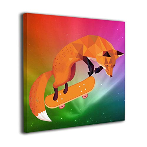 Kingsleyton Cool Fox Play Skateboard Modern Painting On Canv