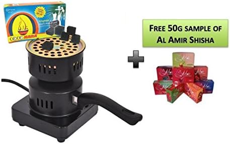 Electric Coal Starter Stove Charcoal Burner, and 20 piece Coco Nara, and Free 50g Al Amir Shisha
