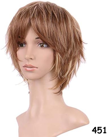 VIVIKZ Hair Short Black Blonde Mix Wig Natural Straight Synthetic Wigs For Black Women Heat Resistant Female Hair Pieces