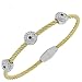 Fashion Alloy Two-Tone White CZ Evil Eye Bangle Bracelet