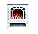3G Plus Free Standing Electric Fireplace Portable Heater Log Fuel Effect Realistic Flames Mini Stove, 1500W - White