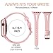 Wearlizer Womens Rose Pink Leather Compatible with Apple Watch Bands 42mm 44mm 45mm 49mm for iWatch Special Triangle Hole Strap Wristband Sport Replacement Bracelet Series SE Ultra 8 7 6 5 4 3 2 1