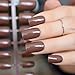 CoolNail Coffee Brown False Nails Tip Chocolate UV Effect Fake Nail Full Cover Medium Length Square ABS Artificial DIY Nail Manicure