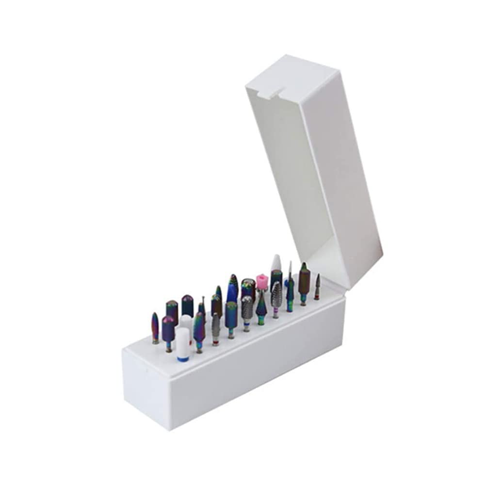 BAIWANLHC Nail Drill Storage Box Small Nail Drill Organizer Container Serviceable Nail Drill Bit Case Holder for Salon and Household