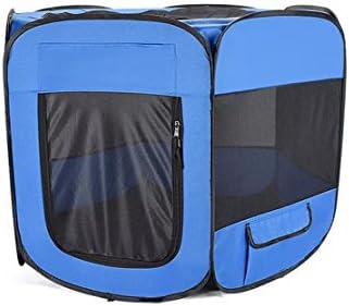 FYPET 35" Indoor Outdoor Portable Pet Playpen Pen Cage,Best Exercise Kennel for Your Dog, Puppy,Cat, Rabbit, Hamster or Guinea Pig (35" Lx35 Wx23 H, Bule)