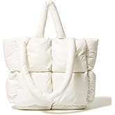 Large Puffer Tote Bag, Trendy Quilted Cotton Padded Handbags for women, Soft Shoulder Bag Nylon Down Pillow Shopper Bag