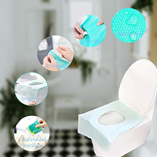 Ditind Toilet Seat Covers Disposable, 30 Pcs Toilet Seat Covers for Travel Accessories (15.8×23.6 inch), Extra Large PE Film Travel Toilet Mats Covers for Kids and Adults Potty Training