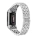 Kuxiu Bling Metal Bands Compatible with Fitbit Charge 3/ Charge 3 SE, Replacement Accessories Wristband Bracelet w/Rhinestone for Women Men (Metal Silver)