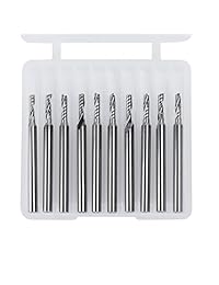 HQMaster   Juego de 10 puntas de enrutador CNC, vástago de 1 8 pulgadas, punta de enrutador en espiral superior, 1 juego de molinillo de punta de flauta, cortador de fresado de acero de tungsteno, kit de herramientas de corte de enrutamiento de 1.516 in,