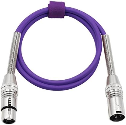 XLR Microphone Cable Balanced Snake Cords Male to Female-Purple Rubber Shielding Cable-3Feet/1Meter