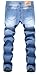 Men's Ripped Slim Fit Straight Denim Jeans Jogger Pants Vintage Style with Broken Holes 06 W32