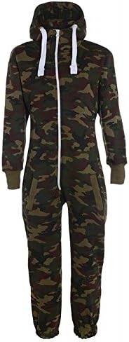 Fashion Rose Men's Camo Camouflage Onesie Hooded Zip All In One Onesies Jumpsuit Playsuit One Piece Novelty Adult Aztec Print Size S,M,L,XL (X-Large, Camouflage Print)