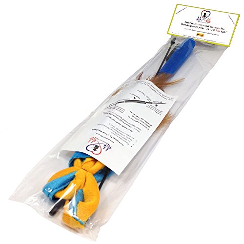 Pet Fit For Life 3 Soft Strands with Feathers Teaser and Exerciser For Cat and Kitten - Cat Toy Interactive Cat Wand