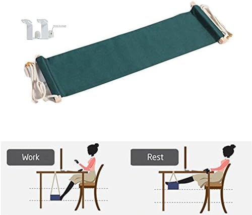 DMcore Canvas Foot Rest Hammock, Adjustable Mini Foot Rest Stand Under Desk for Home and Office (Green)