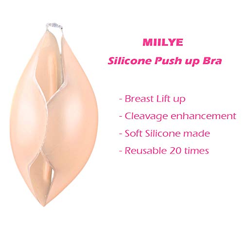 MIILYE Invisible Push up Adhesive Bra [Skin-friendly][Built-in Rims] Breast Boobs up Nipple Petal Pasties Bust Shaping Cleavage Enhancer for Cup A/B/C/D (Strapless/Backless), Silicone (Size D) - Thumbnail 4