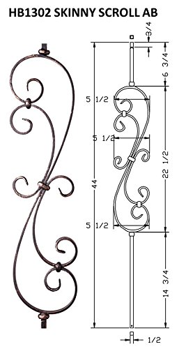 Hollow Metal Stair Baluster Spindle SCROLL 1/2