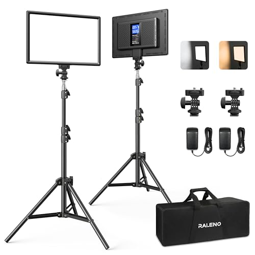 RALENO 2-Pack LED Videoleuchte mit 180cm Stativ, Soft Video Streaming Light