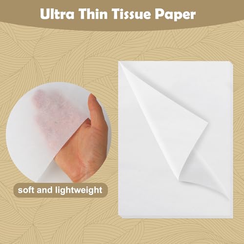 120 Sheets of White Tissue Paper, 50 x 70 cm Tissue Paper for Packaging, Gift Bags, Christmas Gift Wrapping, Crafts, DIY, Birthdays, Weddings (White)