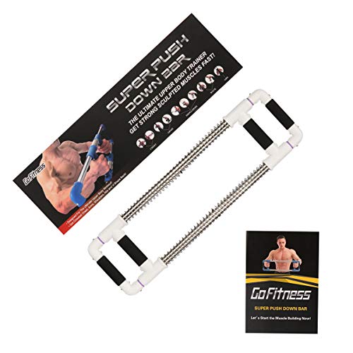 GoFitness Push Down Bar Machine - Chest Expander at Home Workout Equipment - Portable Spring Resistance Exercise Gym Kit for Home, Travel or Outdoors