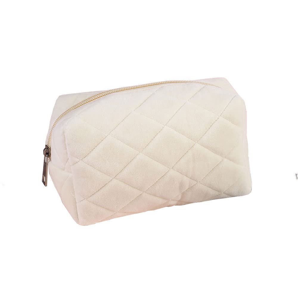 SEIWEI Big Capacity Pencil Case for Girls, Beige Soft Pencil Pouch Pillow Bag Storage Organizer for Middle High School Supply, Makeups, College Students, Office