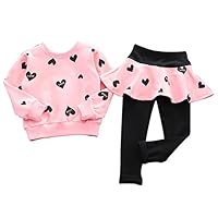 BomDeals Adorable Cute Toddler Baby Girls Clothes Set,Long Sleeve T-Shirt +Pants Outfit (Age(6T), Pink)